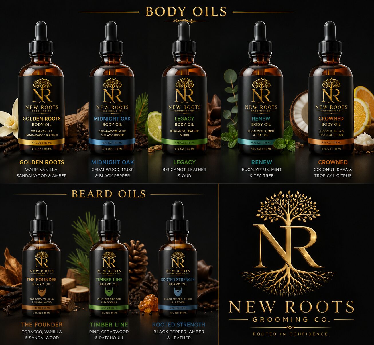 New Roots beard oil bottle